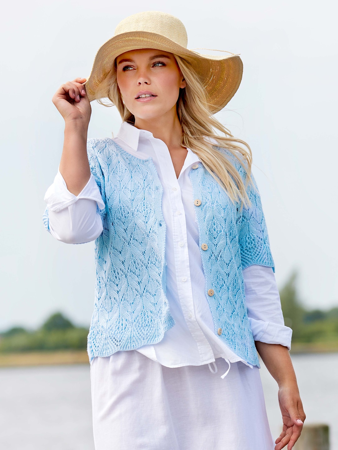 Skovhuus Kvinde Strik Cardigan Pale Blue L