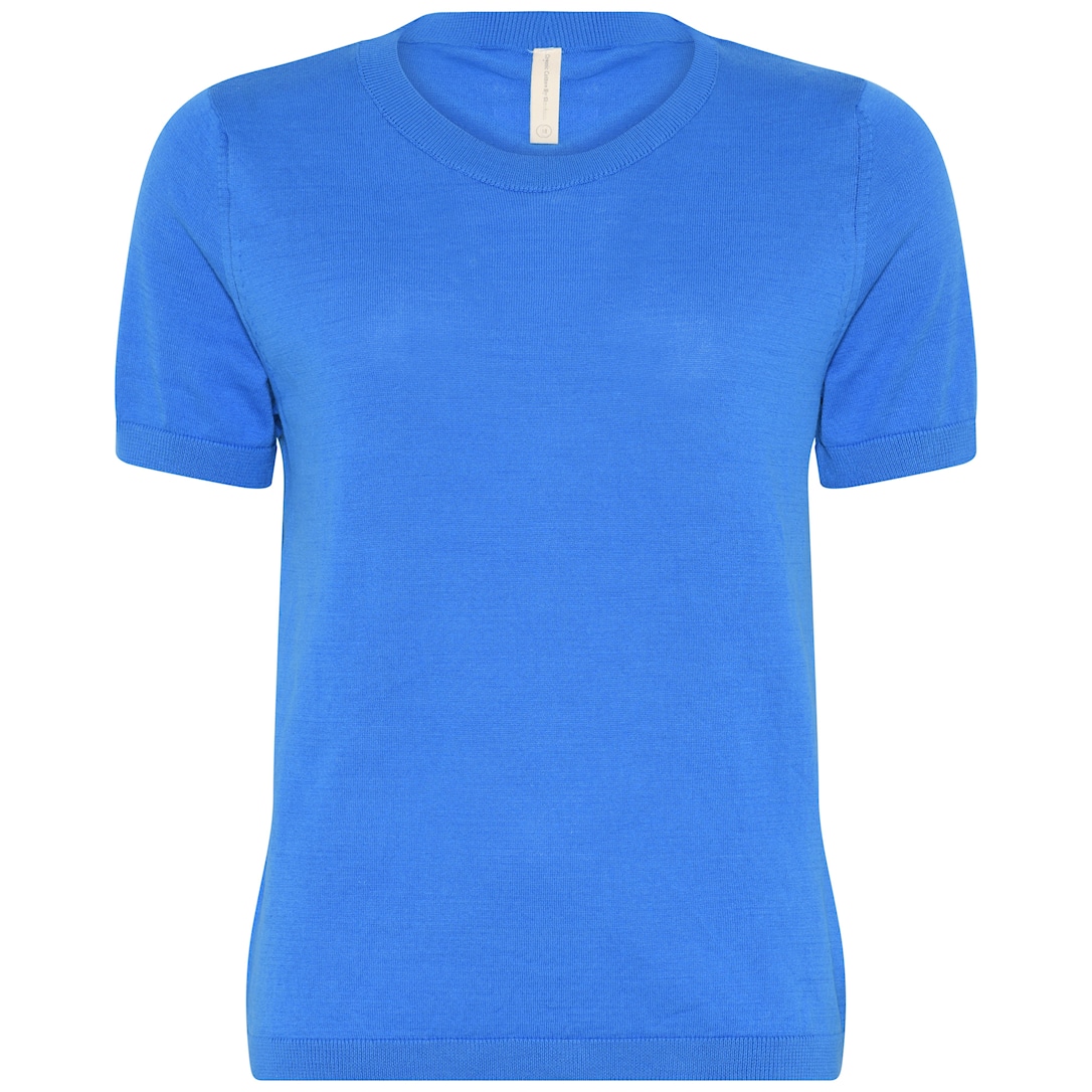 Skovhuus Kvinde T-shirt I Strik Prussian Blue M