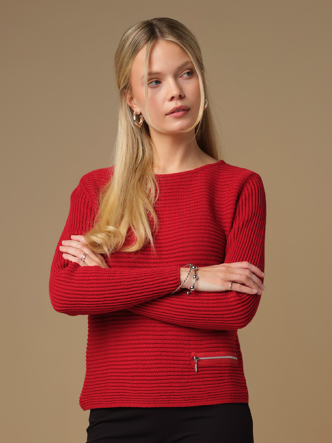 Skovhuus Kvinde Irene Striktrøje m. Detalje Roccoco Red S