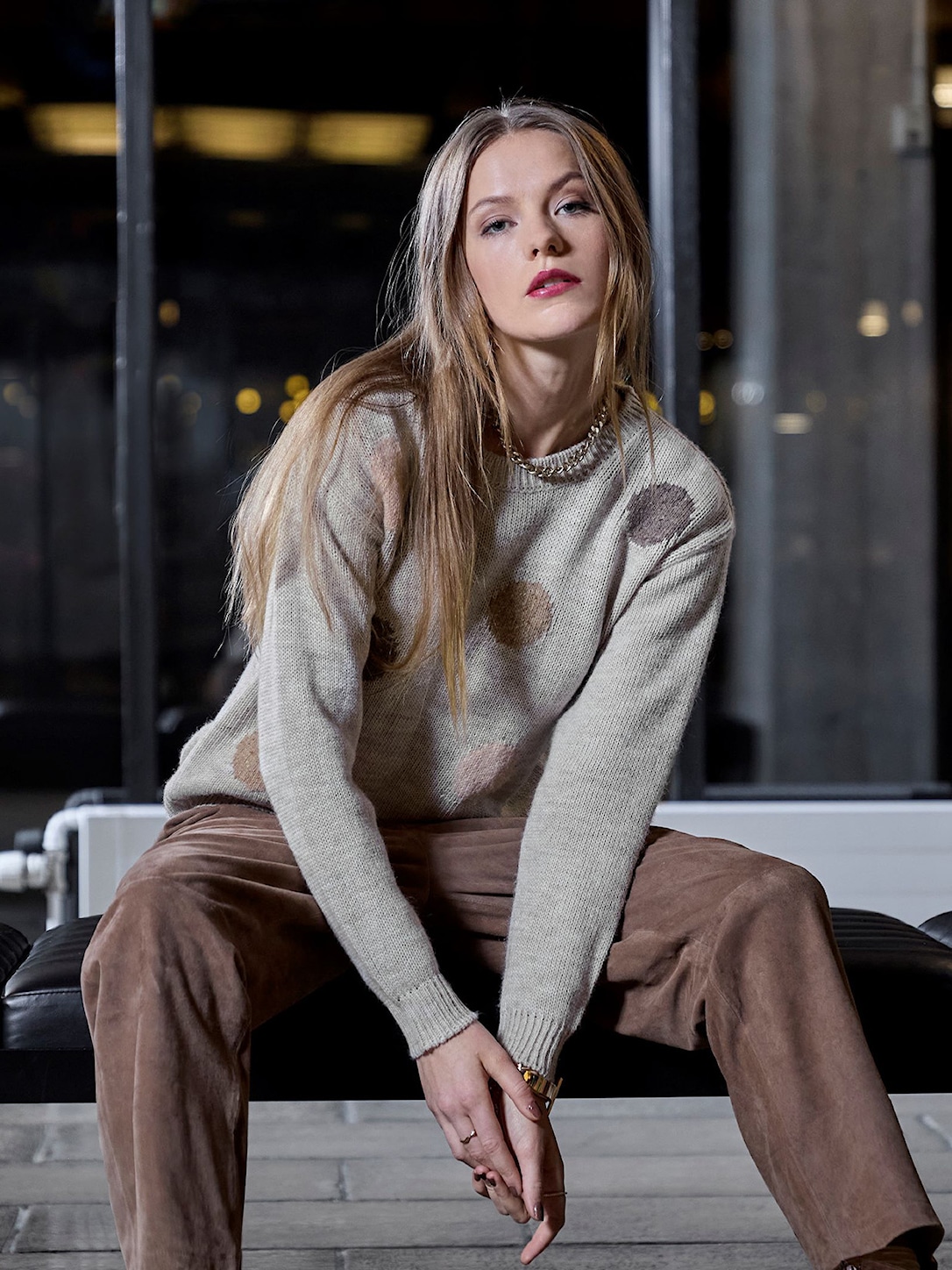 Skovhuus Kvinde Jana Striktrøje Bark Beige L