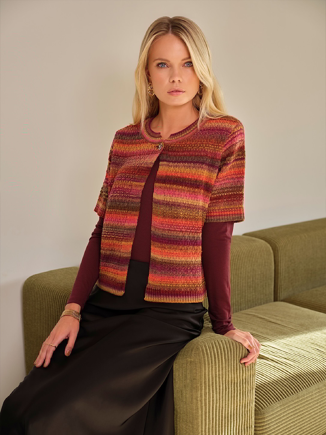 Skovhuus Kvinde Gloria Kort Cardigan Sangria Red S